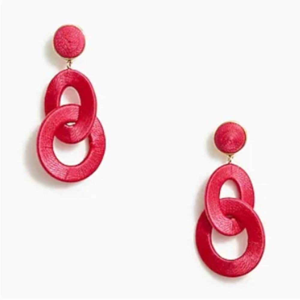 J Crew Interlocking Hoops Earrings Dangle Hoop Casual Bold Summer Preppy Jewelry